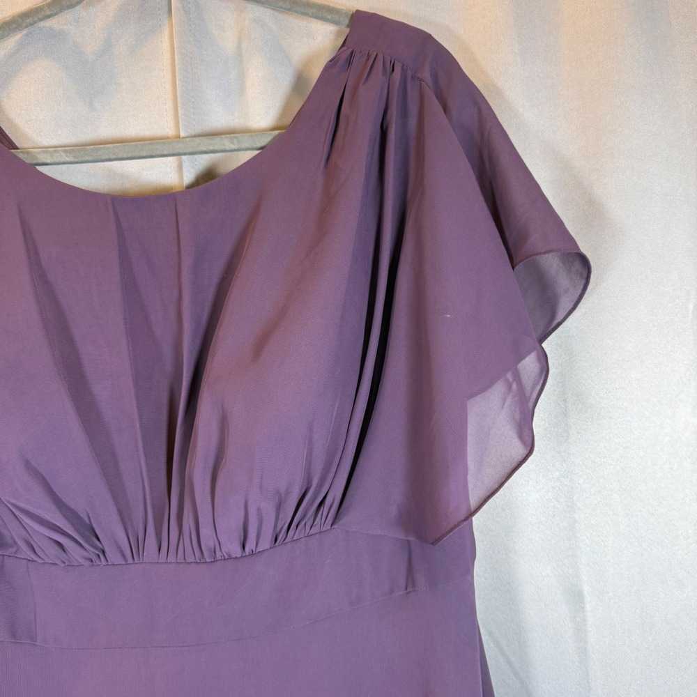 NWT JJ's House Dress Womens 20W Plum Chiffon Flutter Sleeve Midi Bridesmaid - Picture 6 of 10